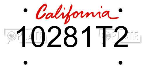 10281T2 California License Plate