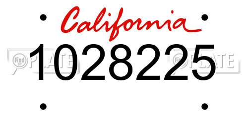 1028225 California License Plate
