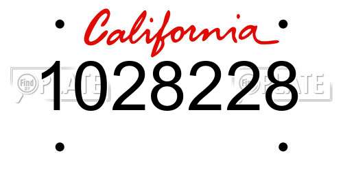 1028228 California License Plate