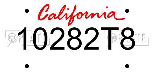 10282T8 California License Plate
