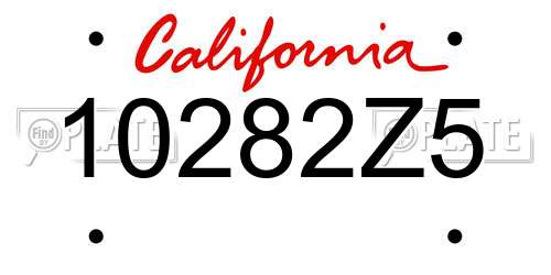 10282Z5 California License Plate