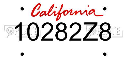 10282Z8 California License Plate