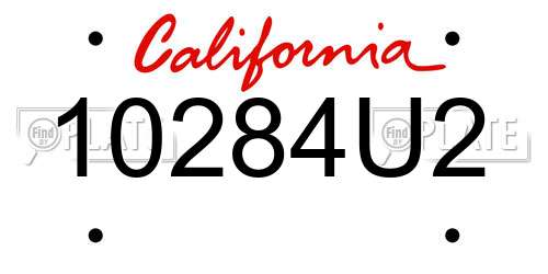 10284U2 California License Plate