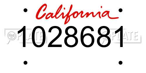 1028681 California License Plate