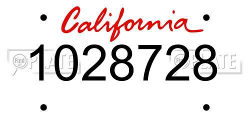 1028728 California License Plate