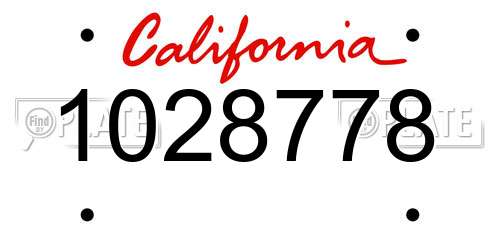 1028778 California License Plate