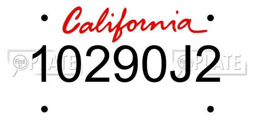 10290J2 California License Plate