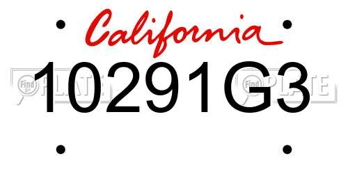10291G3 California License Plate