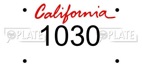 1030 California License Plate