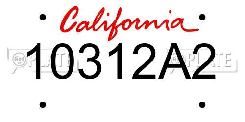 10312A2 California License Plate