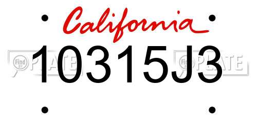 10315J3 California License Plate