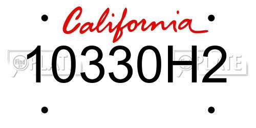 10330H2 California License Plate