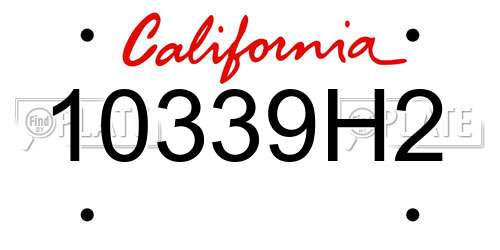 10339H2 California License Plate