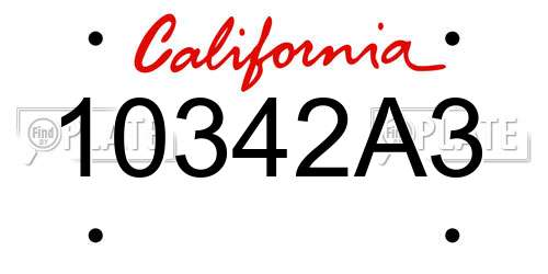 10342A3 California License Plate