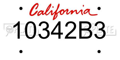 10342B3 California License Plate