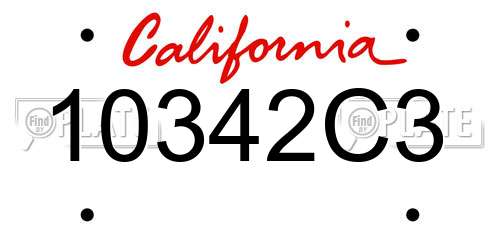 10342C3 California License Plate