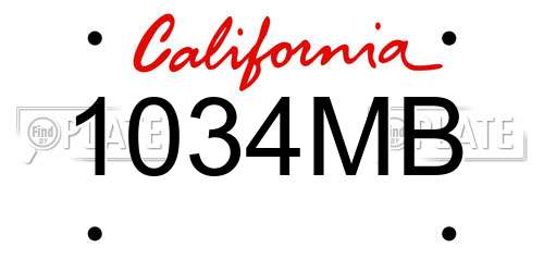 1034MB California License Plate