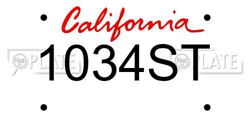 1034ST California License Plate