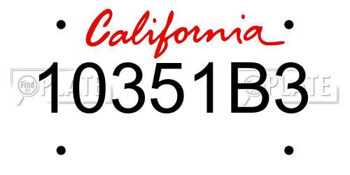 10351B3 California License Plate