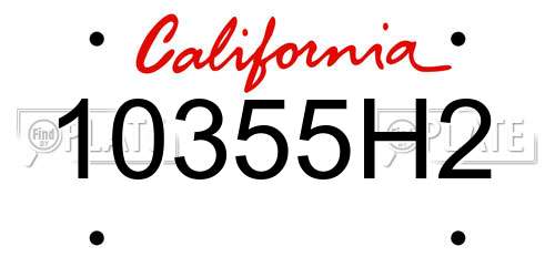 10355H2 California License Plate