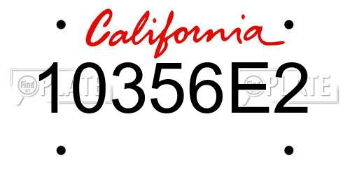 10356E2 California License Plate
