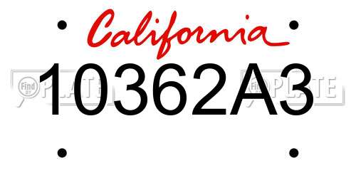 10362A3 California License Plate