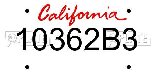 10362B3 California License Plate