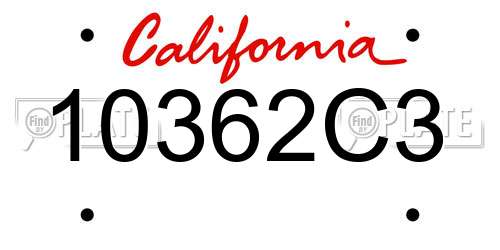 10362C3 California License Plate