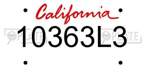 10363L3 California License Plate
