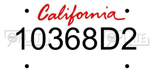 10368D2 California License Plate