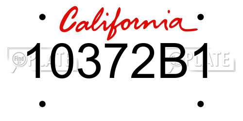 10372B1 California License Plate