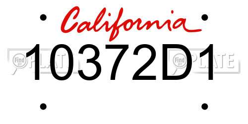 10372D1 California License Plate