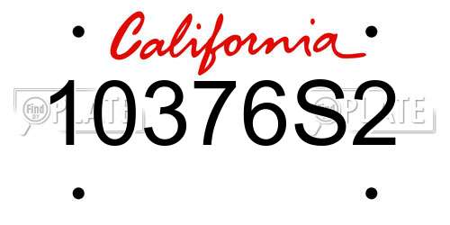 10376S2 California License Plate