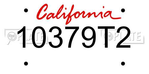 10379T2 California License Plate