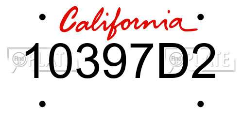 10397D2 California License Plate