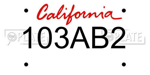 103AB2 California License Plate