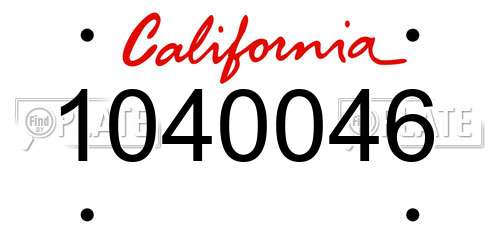 1040046 California License Plate
