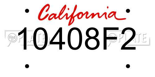 10408F2 California License Plate