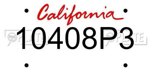 10408P3 California License Plate