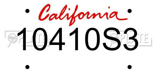 10410S3 California License Plate
