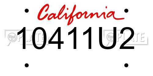 10411U2 California License Plate