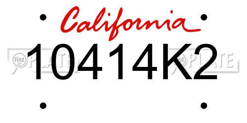 10414K2 California License Plate