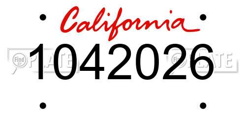 1042026 California License Plate