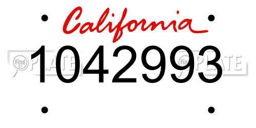 1042993 California License Plate