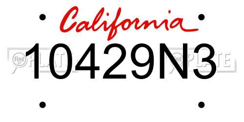 10429N3 California License Plate