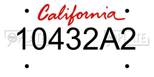 10432A2 California License Plate