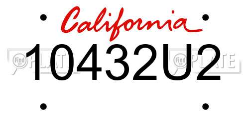 10432U2 California License Plate