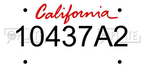 10437A2 California License Plate