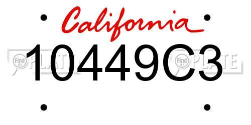 10449C3 California License Plate
