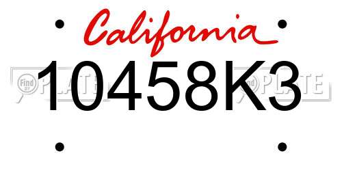 10458K3 California License Plate